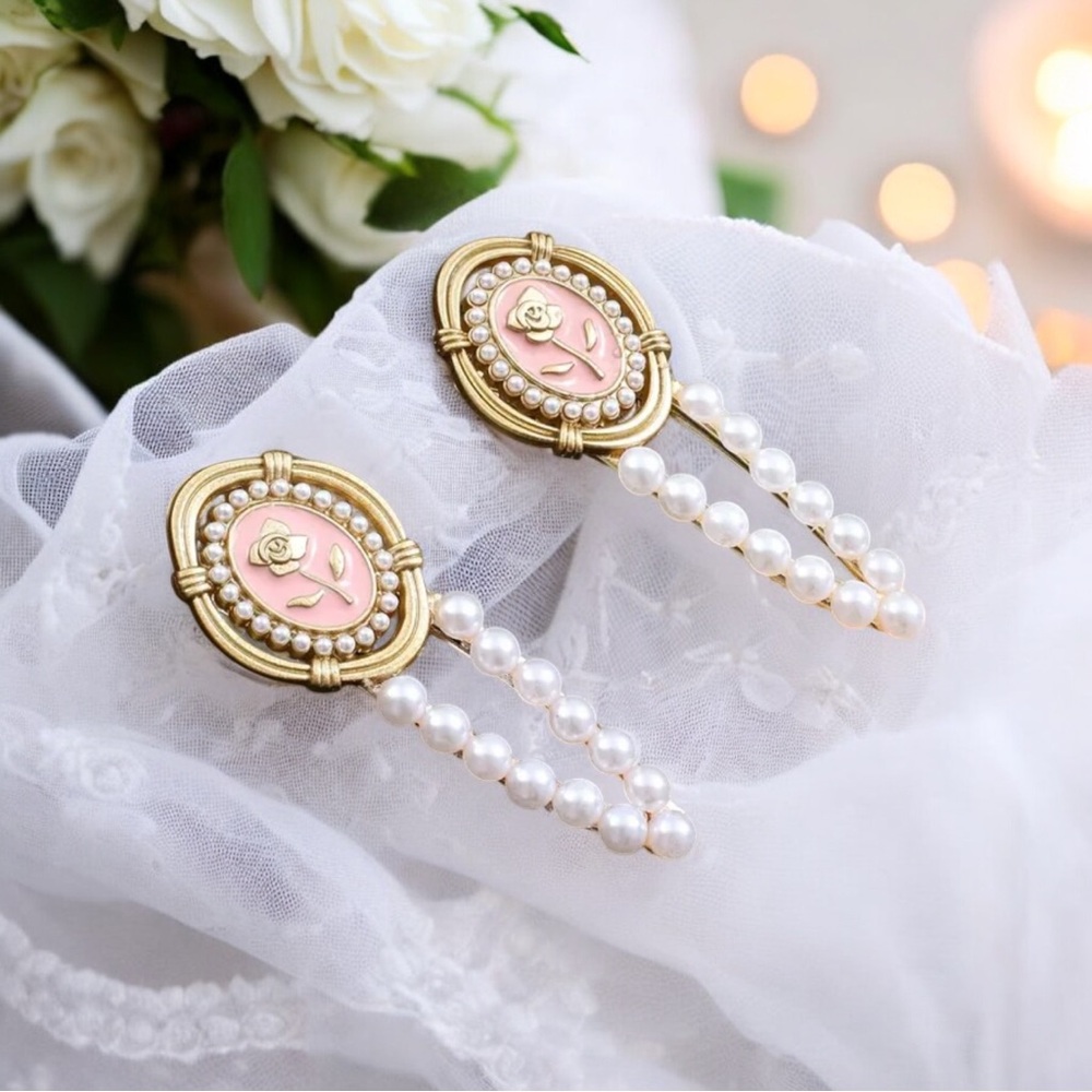 Set Of 2 Personality Unique Duckbill Clips Exquisite‎ Faux Pearl Decor